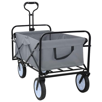 vidaXL - Vouwbare - winkelwagentje - met - remmen - Grijs - 94 - x - 53 - x - 99 - cm