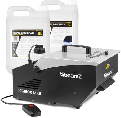 BeamZ ICE1200 MKII low fog rookmachine - Met 10 liter low fog rookvloeistof en afstandsbediening