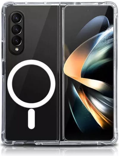 Shockproof Transparant Hoesje Geschikt voor: Samsung Galaxy Z Fold 4 | Compatibel met MagSafe | Schokbestendig TPU | Back Cover met Magneet | Dun | Flexibel | Doorzichtig