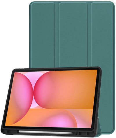 Hoesje - Geschikt voor Samsung Galaxy Tab S10 FE - Dun & Stevig - Trifold Bookcase - Hard Cover Case - Met Uitsparing Geschikt voor S Pen - Hardcover Book - Tablet Hoes - Donkergroen