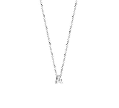 YO&NO - Ketting -  Zilver - Anker -  Letter A -  1,1 mm -  41 + 4 cm - Sieraden vrouw - Gerhodineerd - Zilver 925