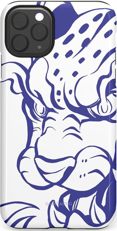 Casetastic Hoesje Geschikt voor Apple iPhone 11 Pro Max - Stijlvolle Beschermende Duo-layer Case - Blauwe Panter Hoofd