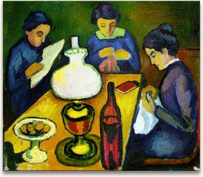 Handgeschilderd olieverfschilderij - olieverf op canvas - August Macke 'Drie Vrouwen aan Tafel'