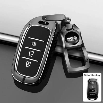 Étui Porte-Clés de Voiture en Alliage de Zinc Pour Pour Foton Tunland V7 V9 Style Voiture Décoration à Distance Coque Porte-Clés Accessoires Fob key case for Foton gray