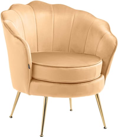 CLP Rosita Fauteuil - Met armleuning - Goudkleurig metalen frame - Velvet - Fluweel - geel