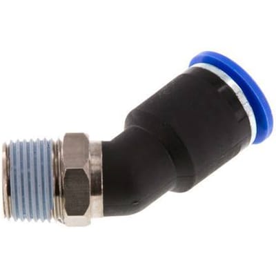 12mm x R3/8'' 45 graden L-verbinding Messing/PA 66 Insteekfitting Buitendraad NBR [2 Stuks]