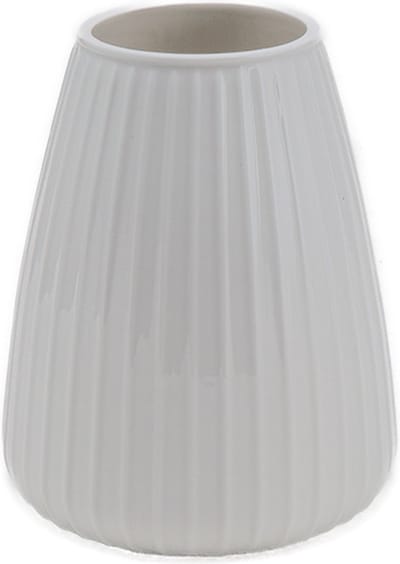 XLBoom DIM vaas Stripe Medium Cream - 19 × 19 × 23 cm - Mondgeblazen keramieken vaas in een zachte crème kleur – Vaatwasbestendige vaas, design voor in huis – Artistieke woondecoratie van keramiek