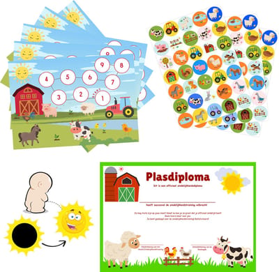 Beloningssysteem Boerderij - 5 Beloningskaarten - 105 Stickers - Plassticker en Diploma