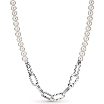 Originele ME Slim Behandelde Zoetwater Cultuurparel Ketting Voor Vrouwen 925 Sterling Zilver Europa Kraal Charm Doe-het-zelf Sieraden white