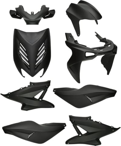 Kappenset 8 delig Yamaha Aerox, MBK Nitro mat zwart