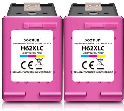 Boxstuff Inkt geschikt voor 62 XL Kleur - (C2P07AE) Compatibel met HP 62 / 62XL - Inkt Cartridge voor HP Envy 5640 / 5644 / 7640 / 7644 OfficeJet 5740 / 5742 / 200 / 250 - Multipack Kleur