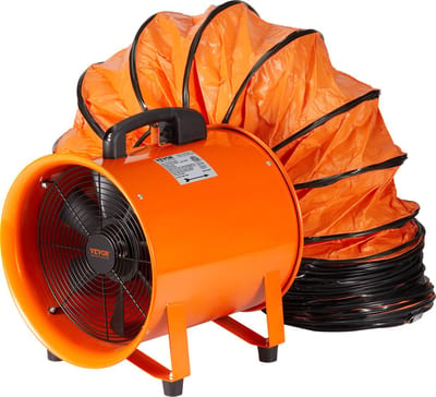 Bouwventilatoren - Bouwventilator Blower - 481 L/S - IndustriëLe Ventilator - 145W AC - Axiaalventilator Met 10 M Slang - Voor Magazijnen - Bouwplaatsen - Fabrieken - Kelders, Keukens - Oranje