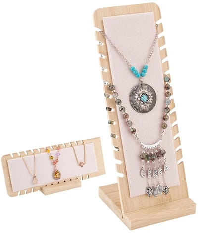 JHUBERS- Sieradenstandaard 12 Sleuven - Houten Kettinghouder - Organizer voor Sieraden - Display voor Thuis - Stevige Basis - Slank Ontwerp