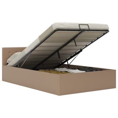 vidaXL - Bedframe - met - opslag - hydraulisch - kunstleer - cappuccino - 140x200 - cm