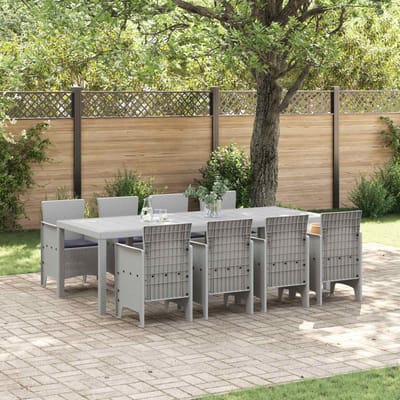vidaXL - Tuin - Eettafel - Set - 9 - pcs - Wit - Polypropyleen