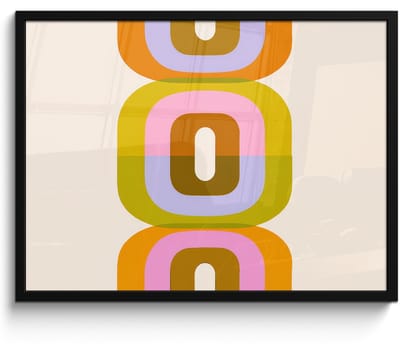 Poster in lijst - Fotolijst 80x60 cm - Posters - Stapel - Vormen - Geblokt - Oranje - Posterlijst zwart - Decoratie - Wanddecoratie woonkamer - Muurdecoratie slaapkamer