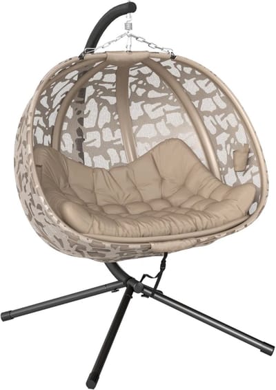 Hangstoel - Egg hangstoel - Chair - Schommelstoel - Buiten - Met standaard - Khaki