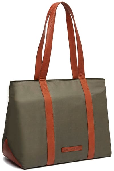 The Chesterfield Brand shopper laptoptas met laptopvak Otta Shopper Steel Green olijfgroen