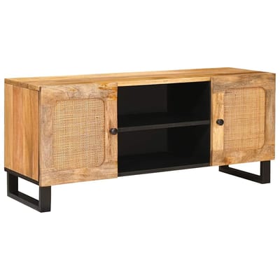 vidaXL - TV - Kast - met - plank - Bruin - 105 - x - 33 - x - 46 - cm - Massief - Mango - Hout