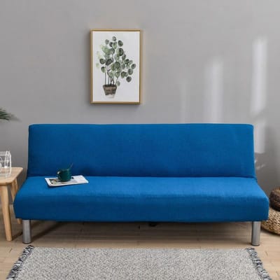 Housse de canapé élastique Housse intégrale Housse unie pour canapé paresseux Couvre-lit Pliable Type double usage 160-190 blue