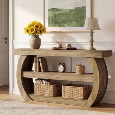 Tribesigns Consoletafel - Sidetable - Console - Haltafel - MDF - Bruin - Industrieel - 160 x 30 x 85 cm - Console Tafel voor Hal, Woonkamer, Entree