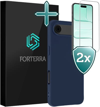 Hoesje Met 2x Screenprotector - Geschikt voor Apple iPhone Air - Sterk & Shockproof - Telefoon Hoes - Back Cover - Siliconen Case - Donkerblauw