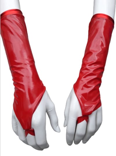 handschoenen van Datex (Mix latex en stof ) kort Rood andschoenen kort S/M Rood