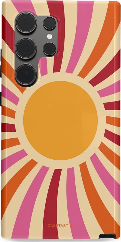 Casetastic Hoesje Geschikt voor Samsung S24 Ultra - Stijlvolle Beschermende Duo-layer Case - Retro licht