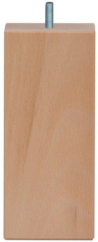 Meubelpoot vierkant 7 bij 7 cm en hoogte 16 cm van massief hout (M8) - Set van 4 stuks