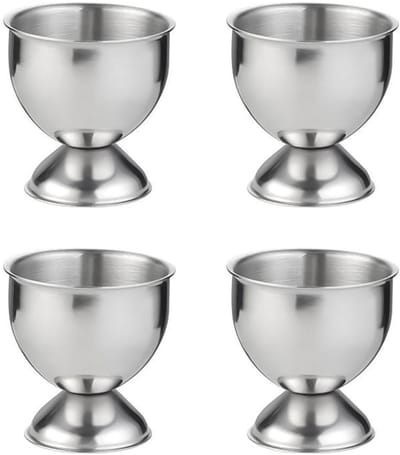 Dailygoods- Eierdopjes Set van 4 - Roestvrij Staal - Elegant Ontwerp - Voor Dips/Sauzen/Desserts - Duurzaam - Zilver - Eierhouder