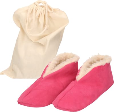 Roze Spaanse sloffen/pantoffels van echt leer/suede maat 36 met handige opbergzak - Voor dames/heren