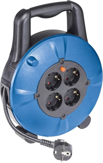 Kabelbox - Kabelhaspel - Stroomvoorziening Uitbreiden - Thermale Stroomonderbreker - 10 Meter - Zwart Blauw