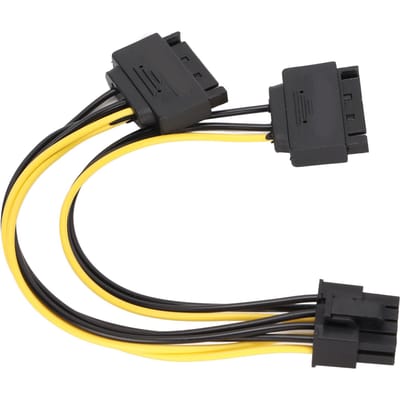 Lot de 2 câbles d'alimentation double SATA 15 broches vers PCIE 8 broches mâle, adaptateur d'alimentation GPU pour accessoires informatiques yellow