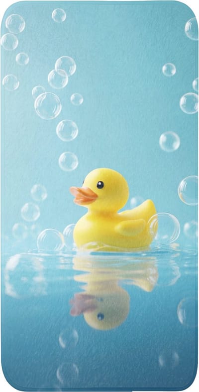WC mat 60x120 cm - Antislip - Bubbels - Badeend - Geel - Toiletmat - Vloermat - Douchemat - Toilet tapijt - Toiletmatten
