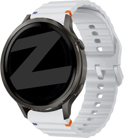 Bandz Siliconen 'Wave' bandje geschikt voor Garmin Vivoactive 6 / 5 / 3 / Vivomove / 3 / HR / Style / Luxe / Sport / Trend / Forerunner 645 / 570 / 245 / 170 / 165 / 70 / 55 / Venu / SQ / SQ2 / 2 Plus / Approach S12 / S40 / S42 / S44 - Lichtgrijs