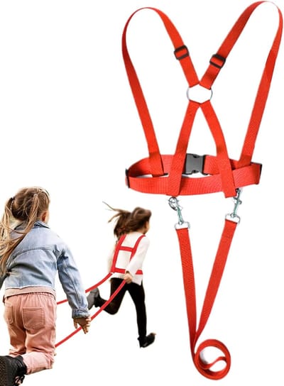 Paardentuig voor kinderen - Leidtouw paardenspel - Rollenspel buiten - Verstelbare borstband - 200 cm touw - Rood