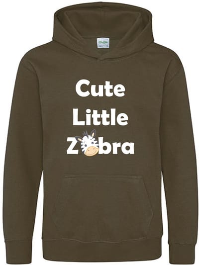Pixeline Hoodie Cute Little Zebra olive 1-2 jaar - Zebra - Pixeline - Trui - Stoer - Dier - Kinderkleding - Hoodie - Dierenprint - Animal - Kleding