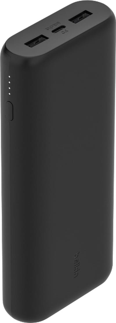 Belkin Boost-Up Charge 20.000 mAh Powerbank - USB-C naar USB-C-Kabel - 3-Poorts - geschikt voor iPhone - 20W - Zwart – Snelladen - Compact