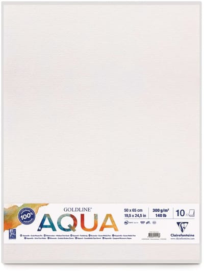 Clairefontaine Goldline Aquapad - Aquarelpapier - Groot formaat - 50x65 cm - 300 g - 10 Vel