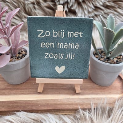Robuust wenstegeltje – Zo Blij met een Mama zoals Jij – 10x10 cm – Lief Cadeau voor Moederdag, Mama's Verjaardag of Zomaar voor Mama – Wanddecoratie – Trendy nu