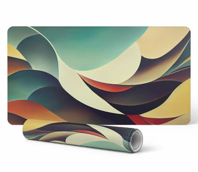 Decoratieve bureauonderlegger voor werk en studie, abstracte golven, 90x45 cm