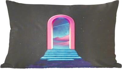 Sierkussens - Kussentjes Woonkamer - 60x40 cm - Poortje - Landschap - Sterrenhemel - Roze