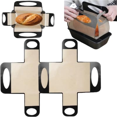 2 stuks herbruikbare siliconen broodbakvormvoeringen - Premium siliconen broodvoering voor Dutch Oven, perfect voor zuurdesembrood en broodvormen voor het bakken van brood (23x13 cm) | Cyslmuk®