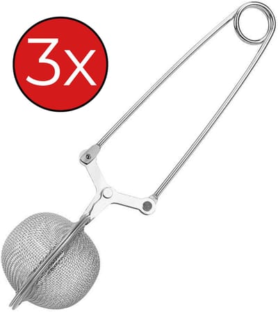 Theezeef voor Losse Thee - RVS Thee Ei Thee Infuser Theefilter voor Losse Thee - Zilver - 3 PACK