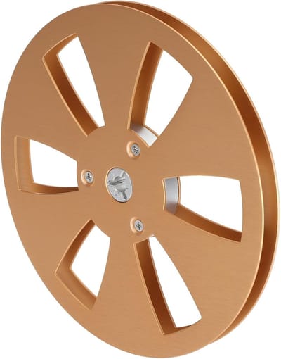Lege Tape Haspel - Aluminium Spoel - Reel-to-Reel - 6-Gaats Ontwerp - 7 Inch Diameter - Goudkleurig
