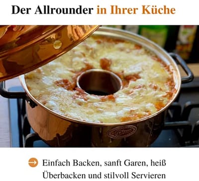 Koperen Bakpan 27 cm - Perfect voor Camping en Koken op Gasfornuis, Grill en Kampvuur - Geschikt voor 4-8 Personen