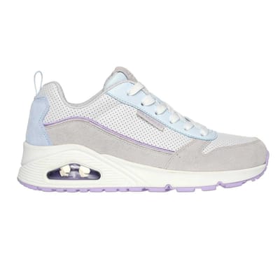 Skechers Dames Uno Stand On Air Suède Sneakers (Grijs/Lichtblauw)