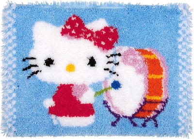 Vervaco - Knooptapijt kit - Hello Kitty speelt op trom - PN-0156491 - Borduren - Borduurpakket - Borduurpakket volwassenen - Borduurpakket kind