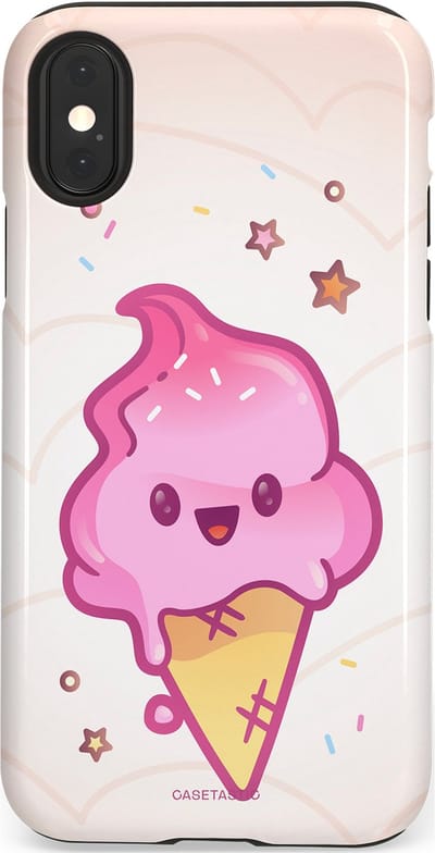 Casetastic Hoesje Geschikt voor Apple iPhone X/Xs - Stijlvolle Beschermende Duo-layer Case - Roze Kawaii Dessert