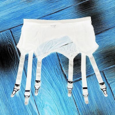 Verstelbare 6 Bandjes Hoge Taille Jarretelgordel Met Metalen Clips Sexy Lingerie Vintage Jarretelgordel Paaldans Vrouwen Ondergoed One Size white